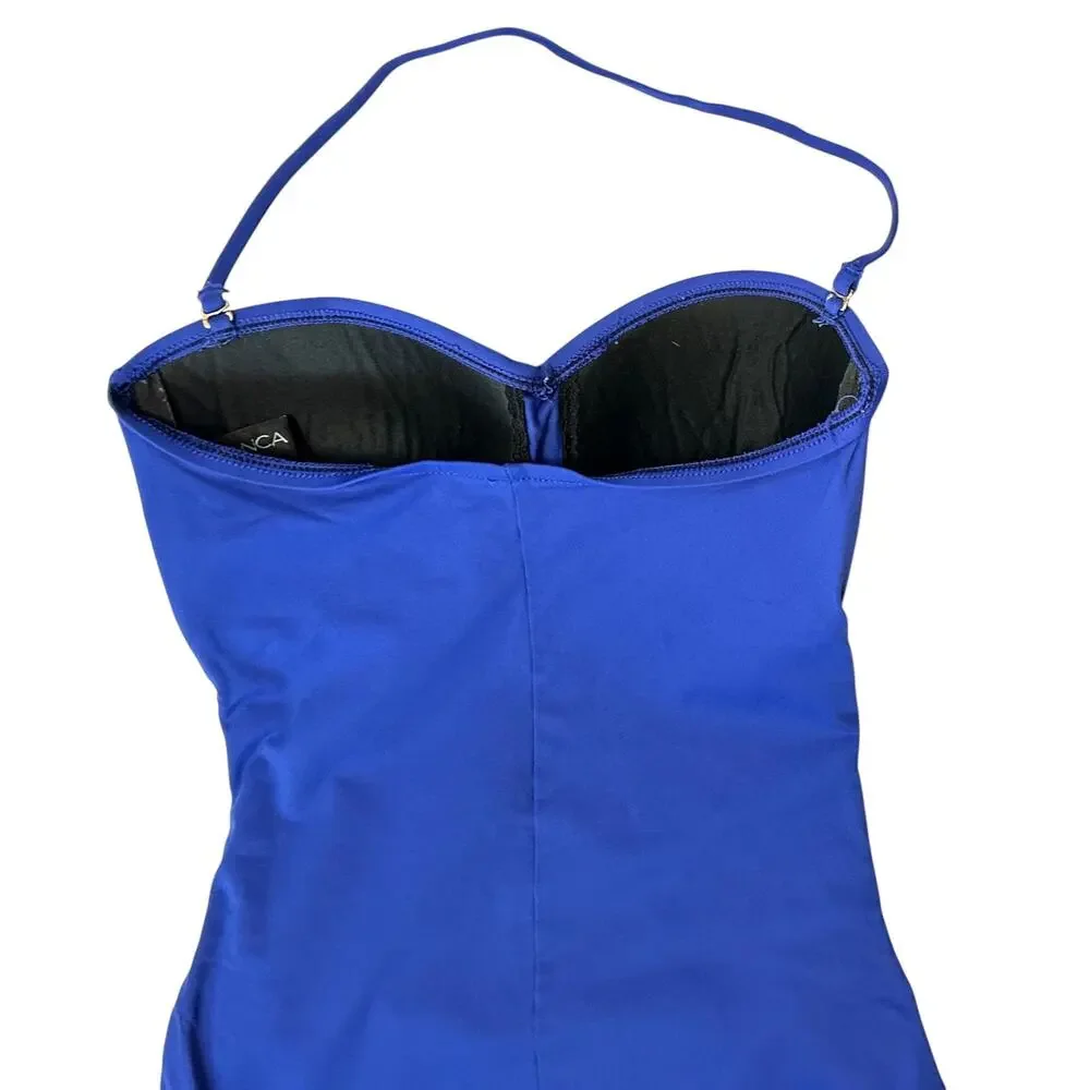 La Blanca Island Goddess Bandeau One Piece Convertible Swimsuit Blue Size 8